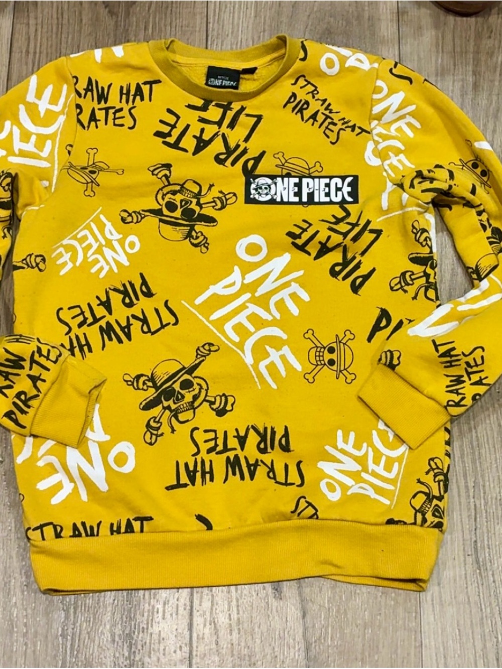 Netflix Men’s Crewneck Sweater - Yellow with Black & White Graphics
